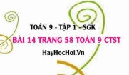 Bài 14 trang 58 Toán 9 tập 1 Chân trời sáng tạo